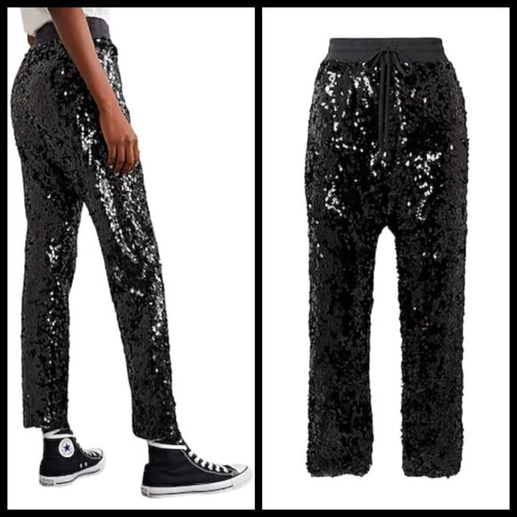 💕R13💕 Harem Sequin Pant ~ Drop Crotch Sweatpants Black XS NWOT - Picture 8 of 16